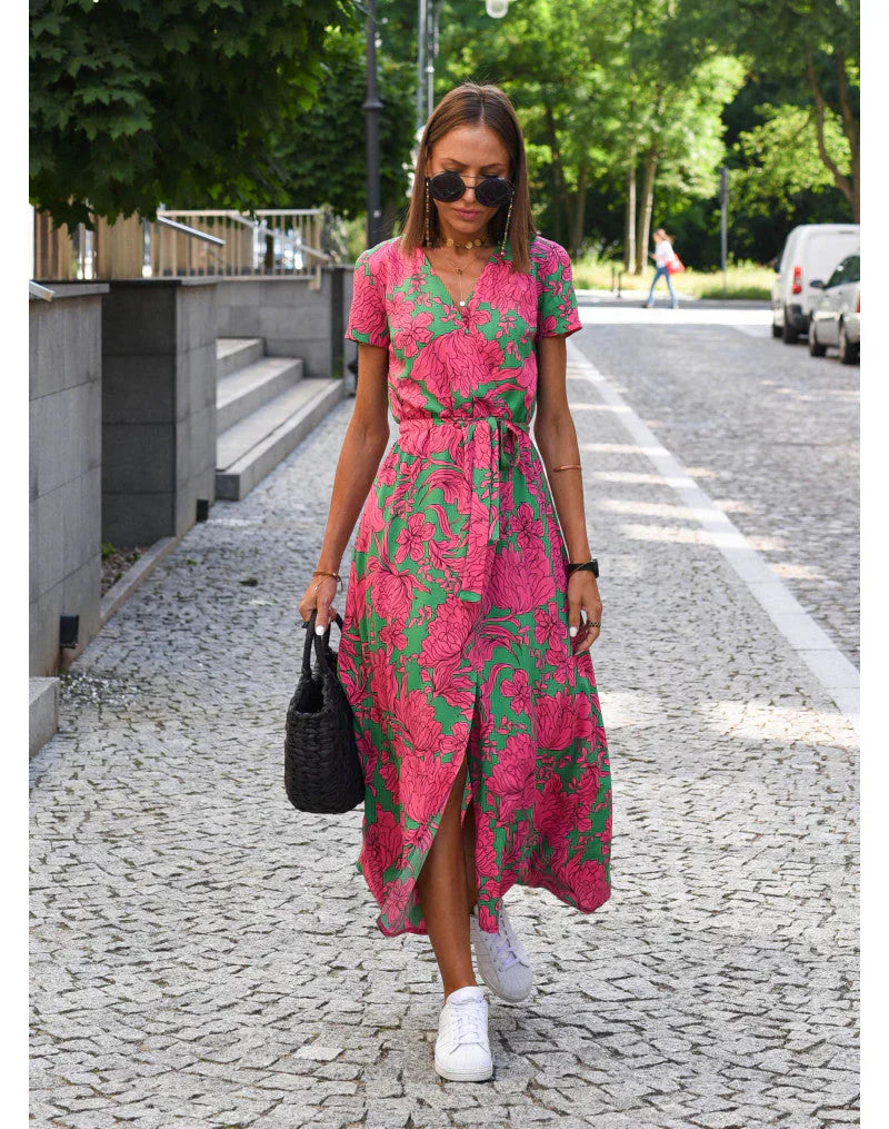 Mode Lumiére™ | Flattering V-Neck Elegant Dress
