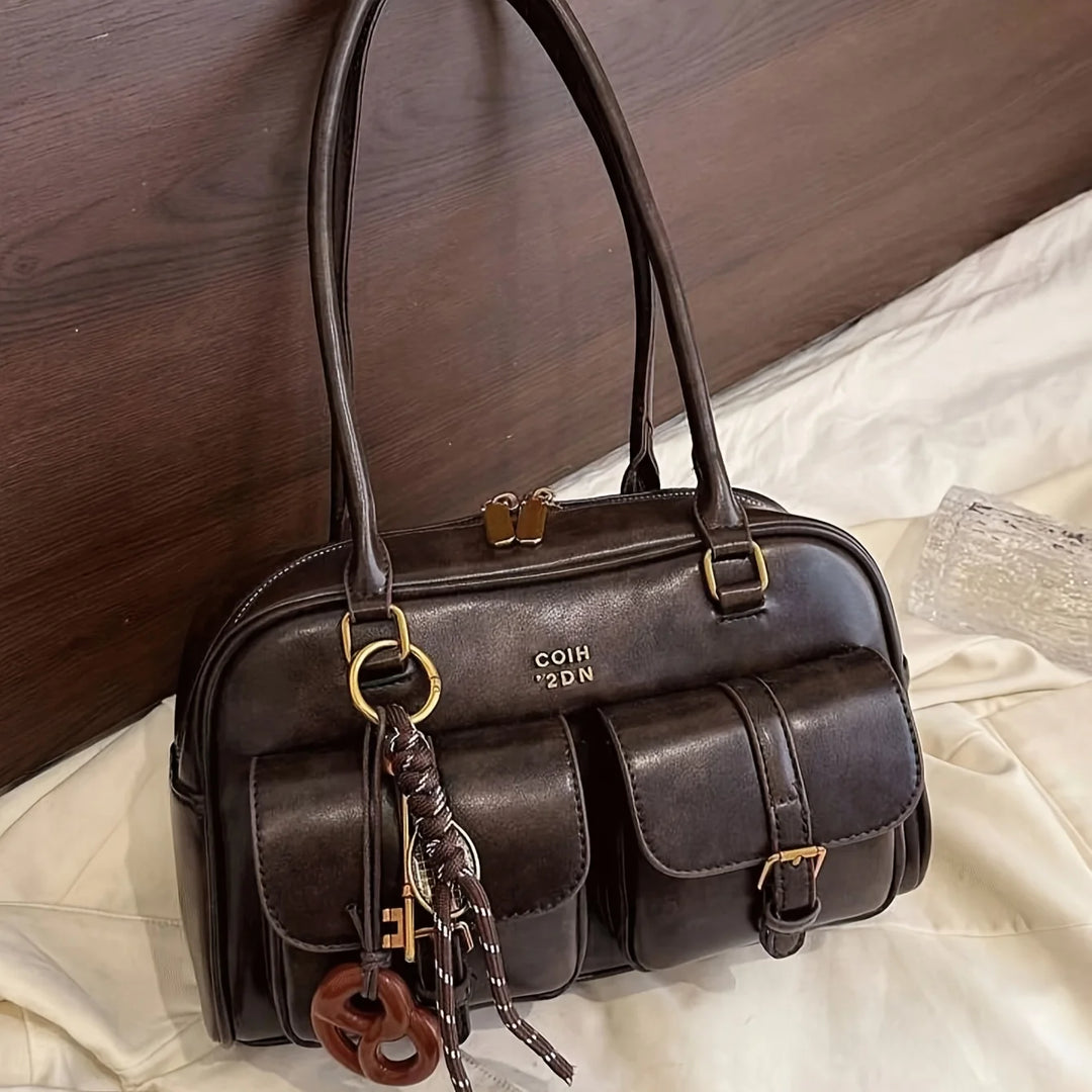 Women's Coffee Brown Multi-Pocket Handbag