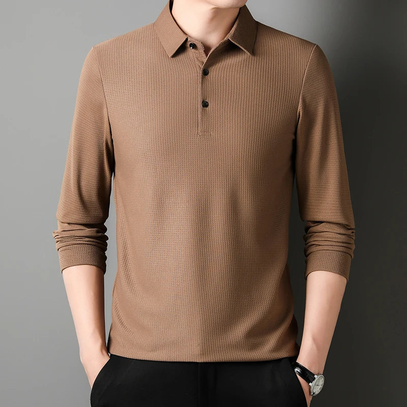 LAURENT MONACO | MEN'S LONG-SLEEVED KNITTED POLO SHIRT