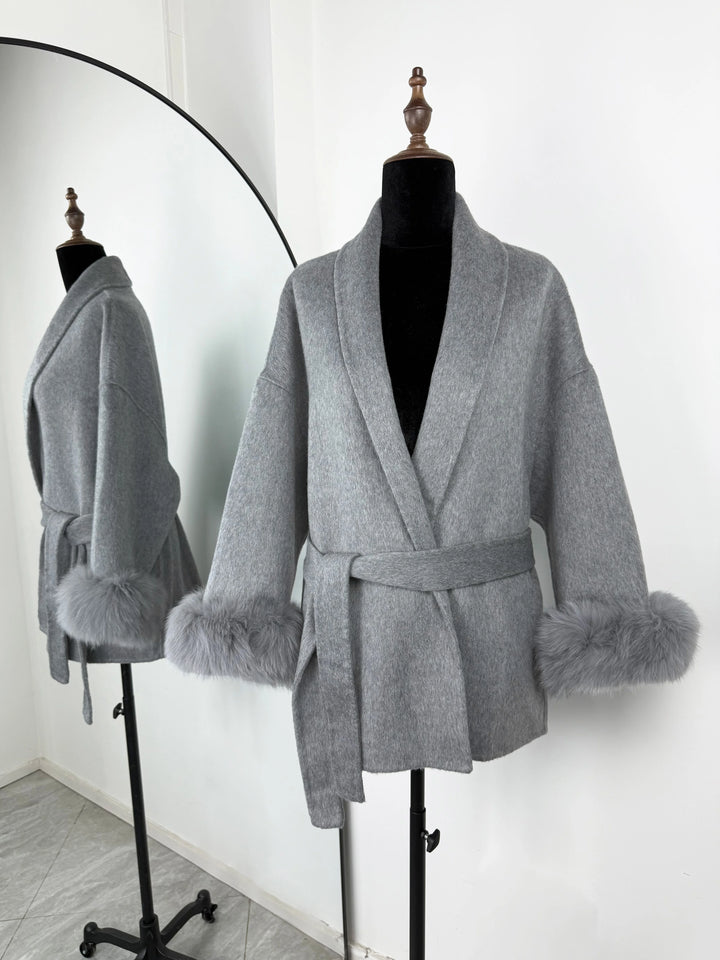 TARUXY fox fur wool coats women's coat