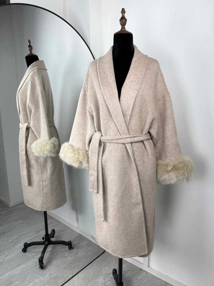 TARUXY fox fur wool coats women's coat