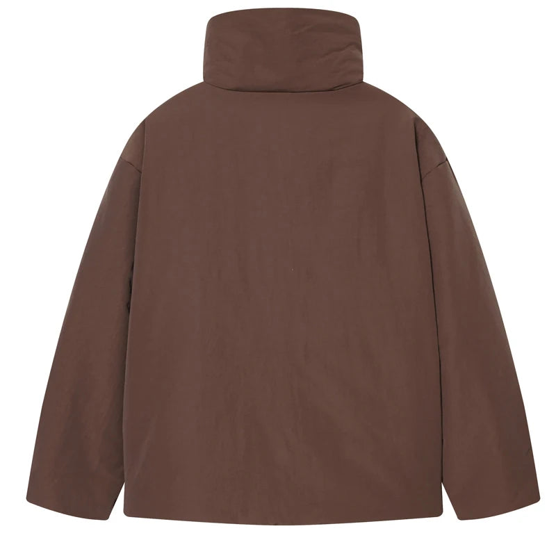 Women's Casual Brown Lace-Up Winter Jacket