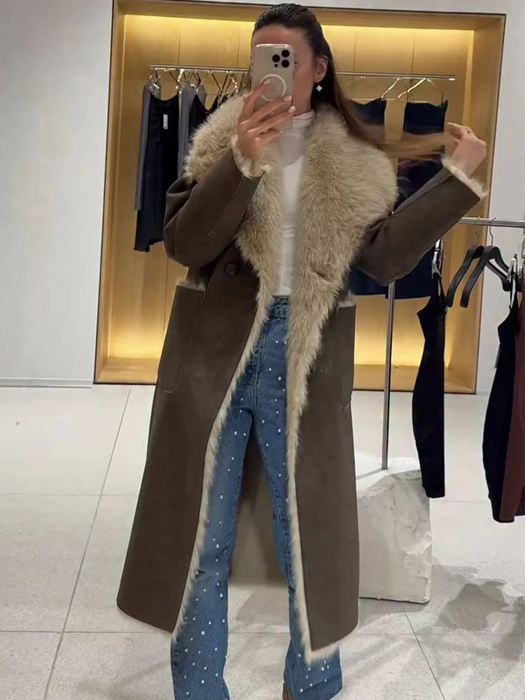 Women's Retro Reversible Long Casual Coat