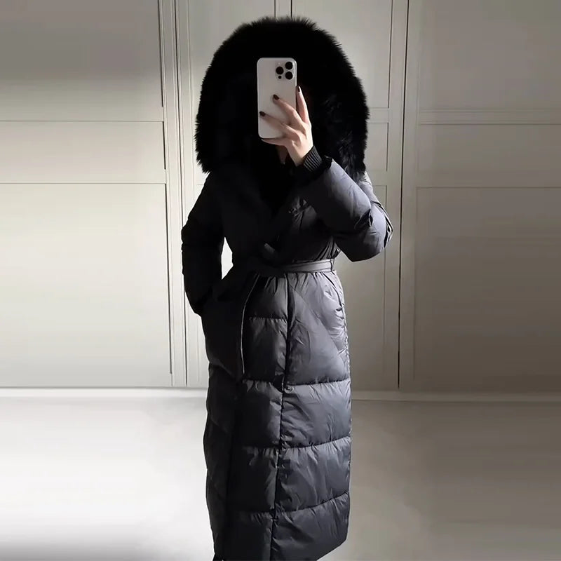 Hot Women Puffy Quilted Hooded Long Cotton Coat
