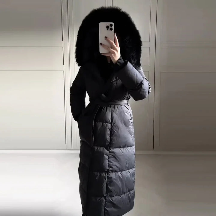 Hot Women Puffy Quilted Hooded Long Cotton Coat
