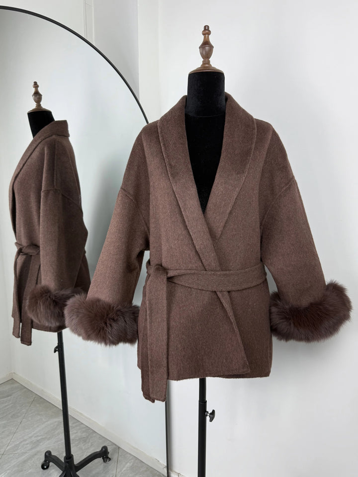TARUXY fox fur wool coats women's coat