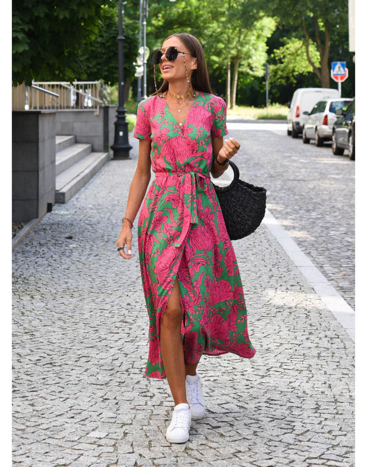 Mode Lumiére™ | Flattering V-Neck Elegant Dress