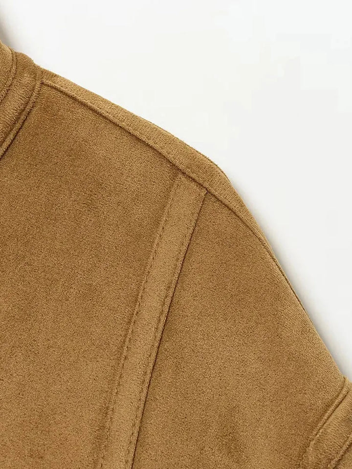Women's 2025 Double-sided Lamb Velvet Coat Women's Fashion Stand Collar Single-breasted Pocket Short Jacket Lady Outerwear