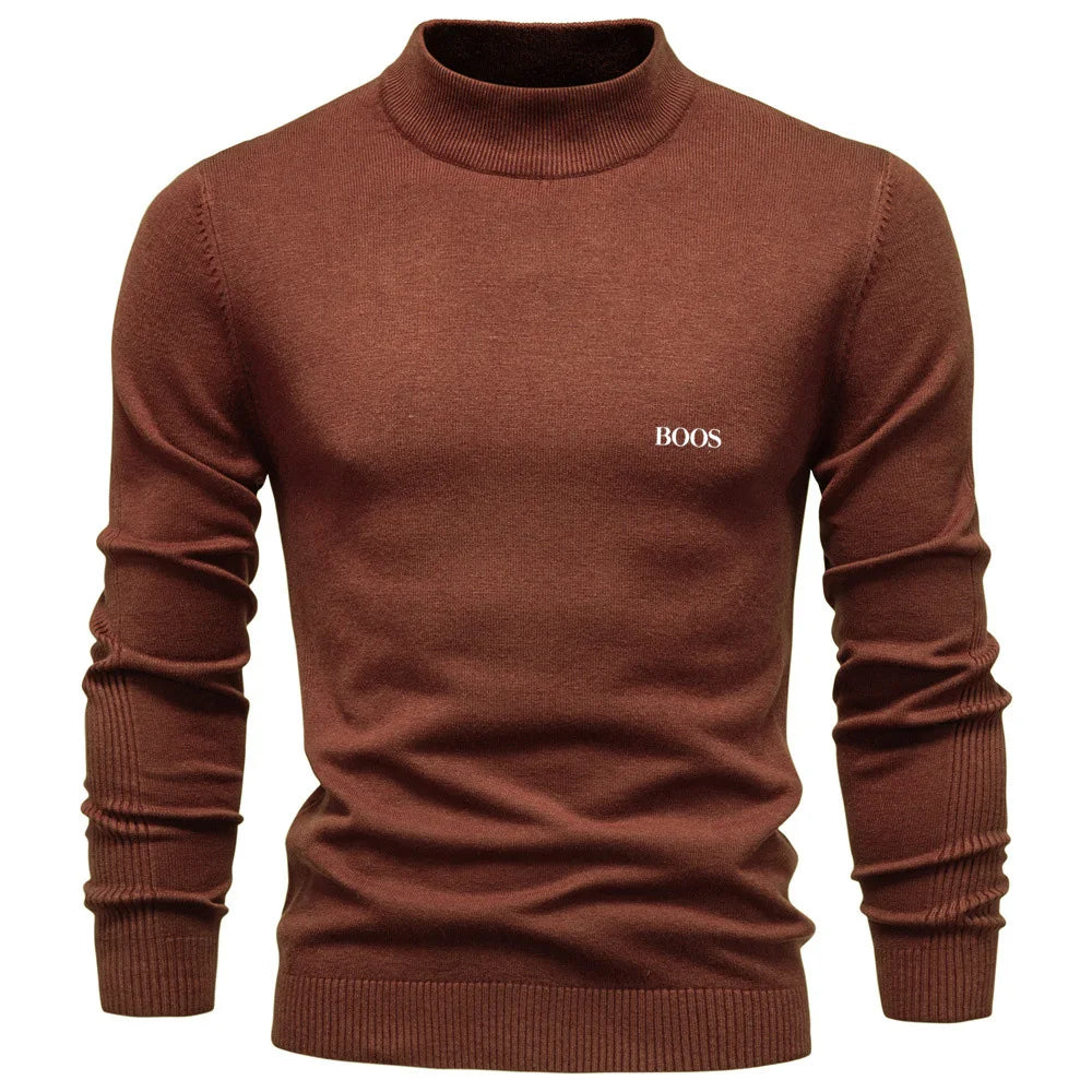 Men's slim-fit mock neck sweater, elegant and comfortable