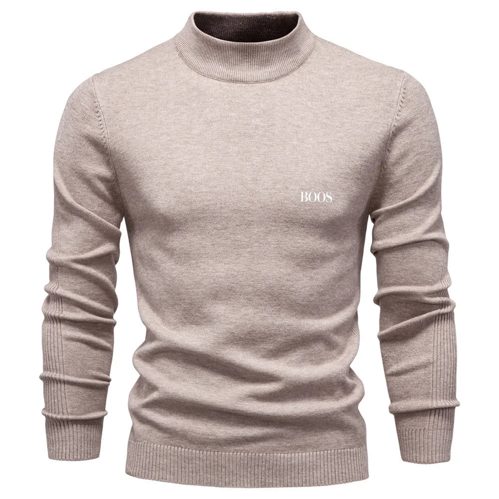 Men's slim-fit mock neck sweater, elegant and comfortable