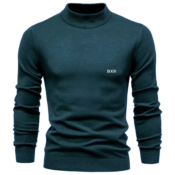 Men's slim-fit mock neck sweater, elegant and comfortable