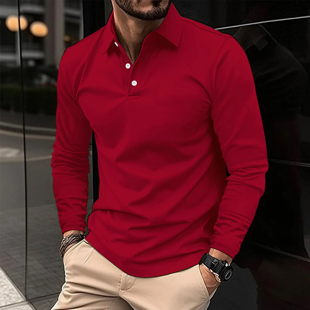Casual long-sleeved polo shirt