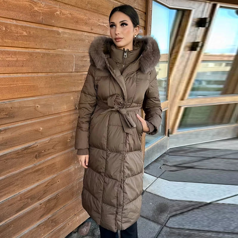 Hot Women Puffy Quilted Hooded Long Cotton Coat