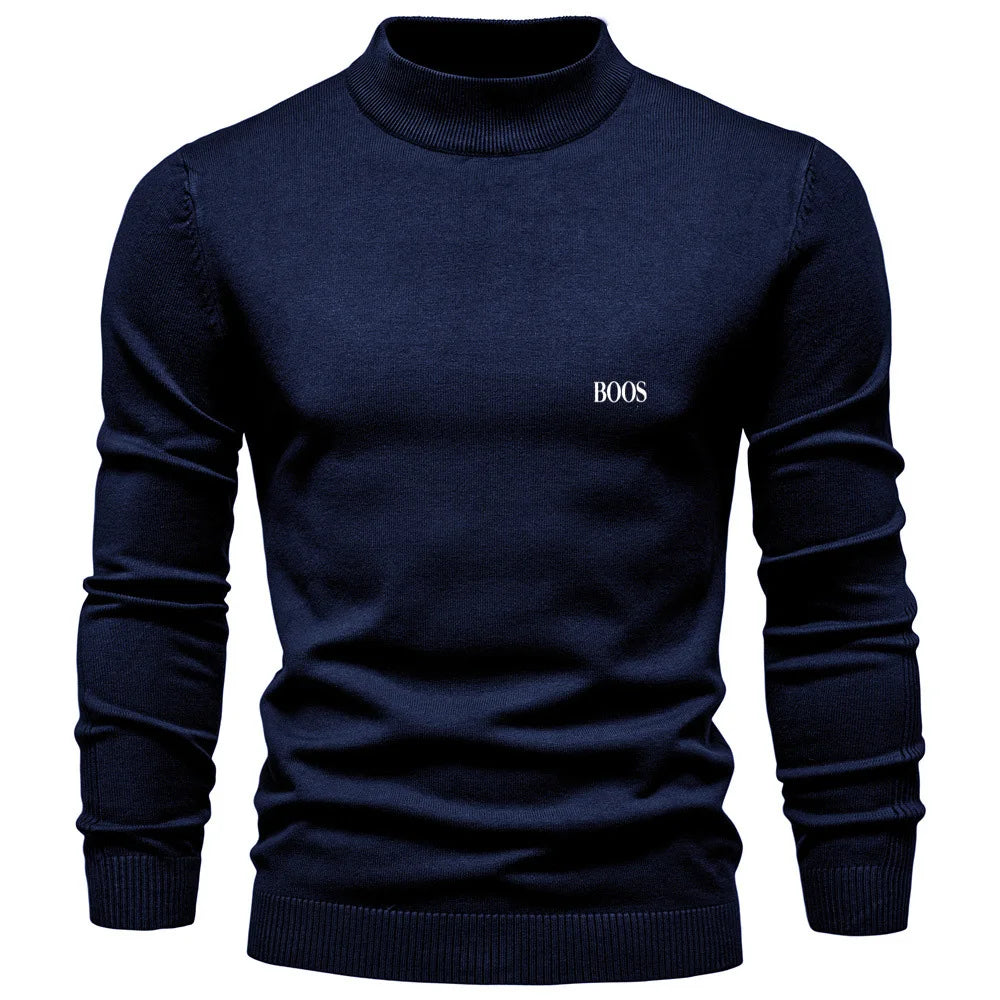 Men's slim-fit mock neck sweater, elegant and comfortable