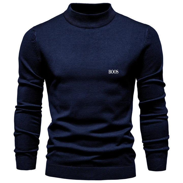 Men's slim-fit mock neck sweater, elegant and comfortable