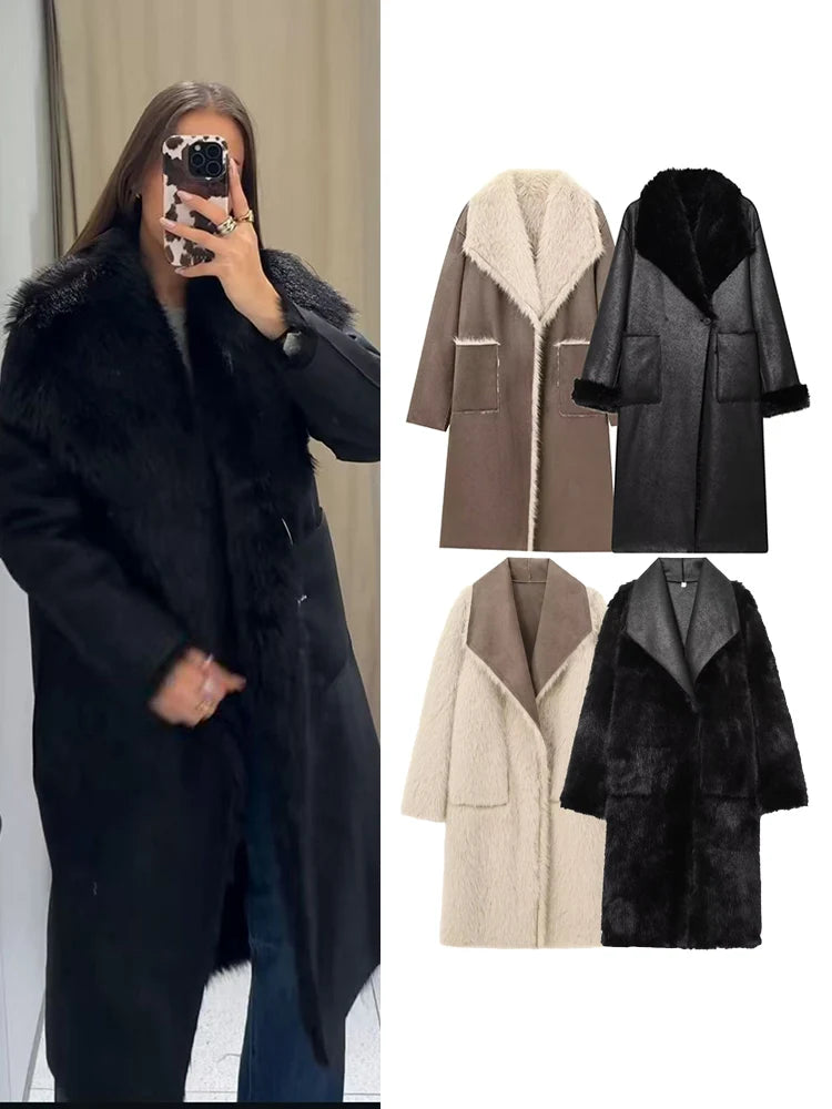 Women's Retro Reversible Long Casual Coat
