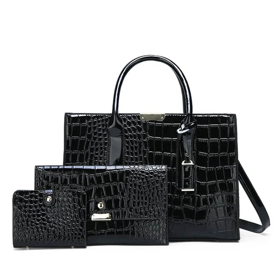 Women's crocodile print handbag