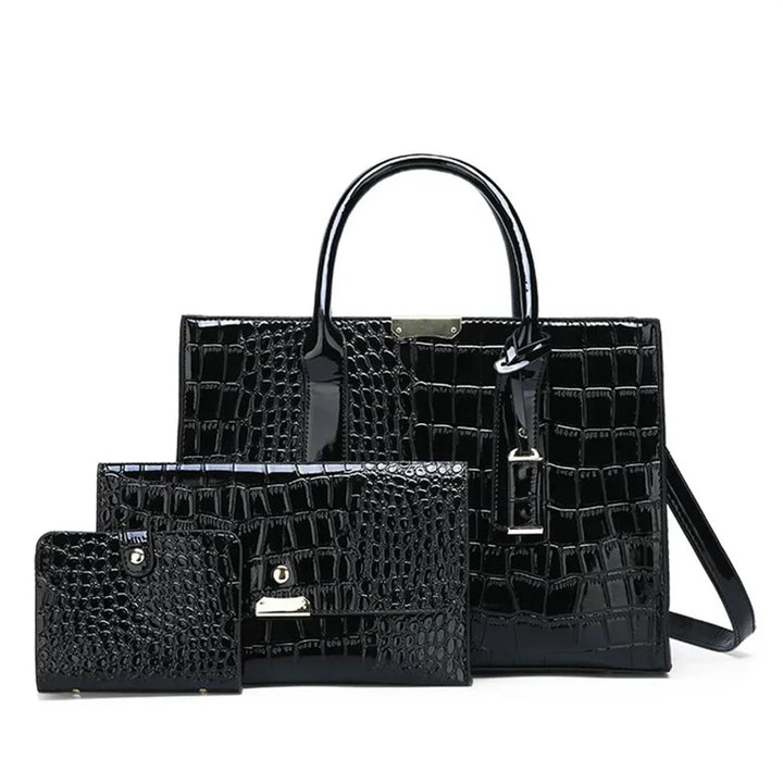 Women's crocodile print handbag