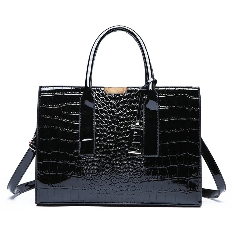 Women's crocodile print handbag