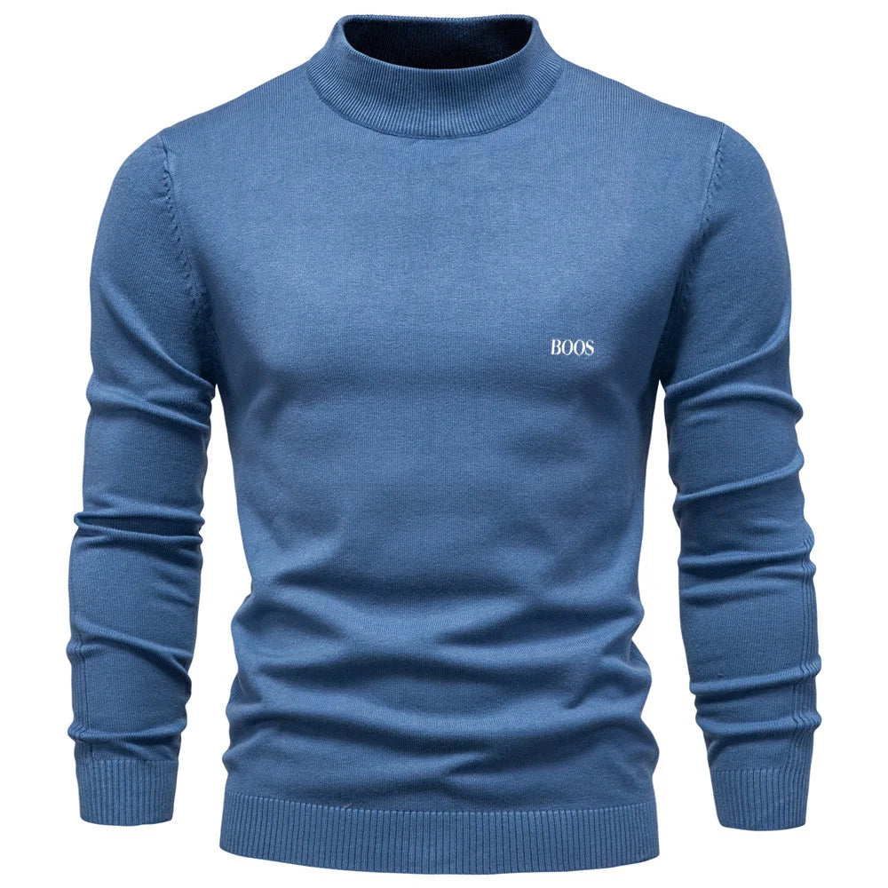 Men's slim-fit mock neck sweater, elegant and comfortable
