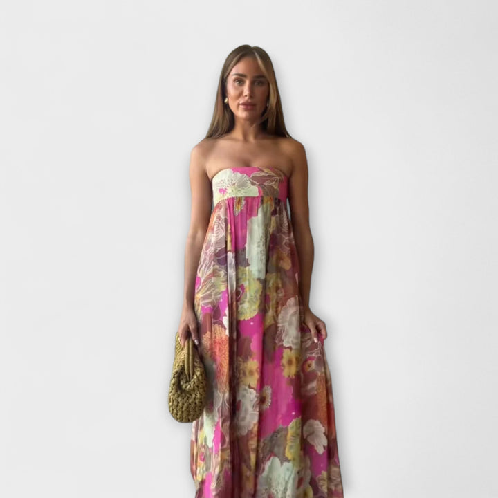 Mode Lumiére™ Retro Sleeveless Pleated Maxi Dress