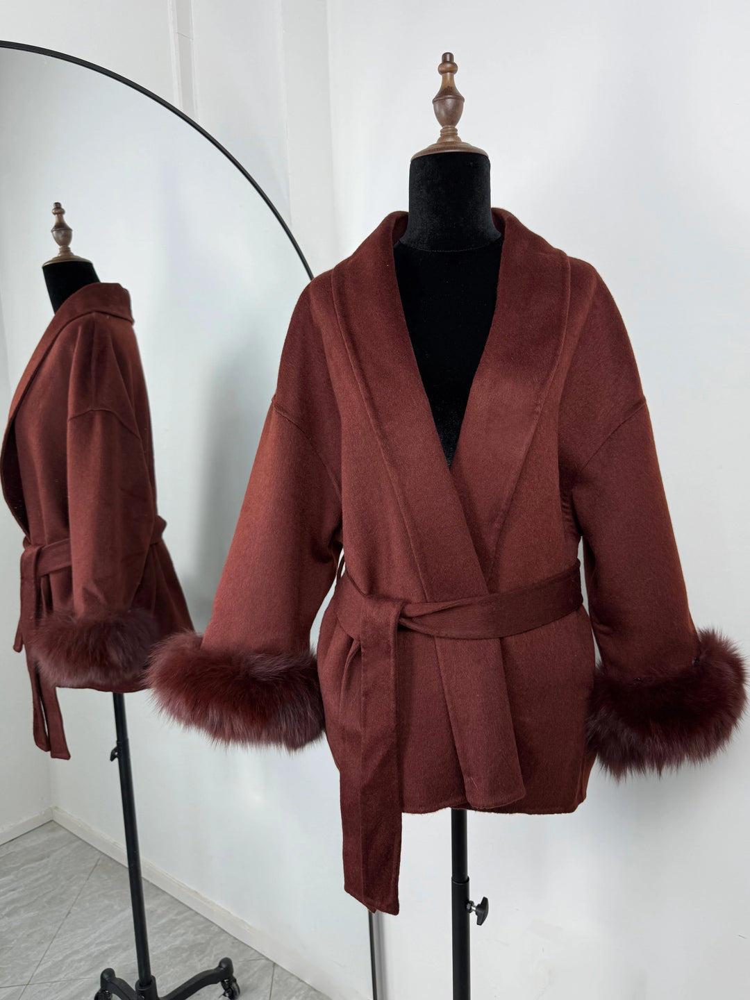 TARUXY fox fur wool coats women's coat