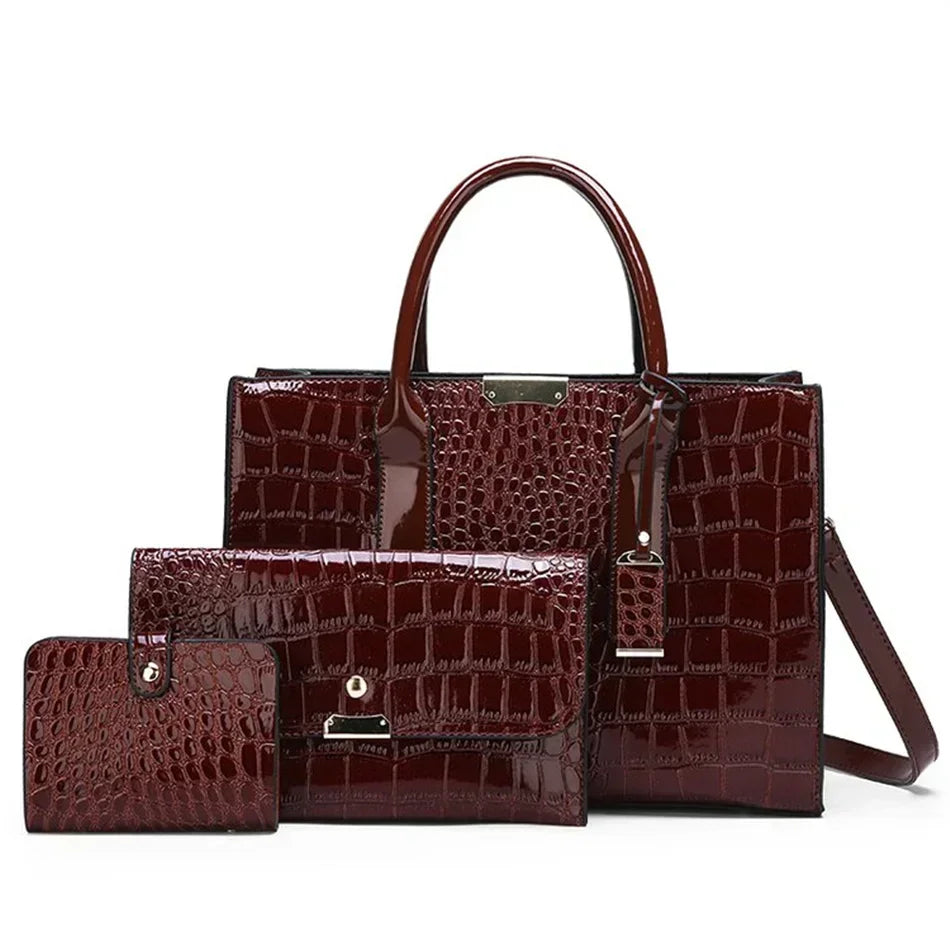 Women's crocodile print handbag