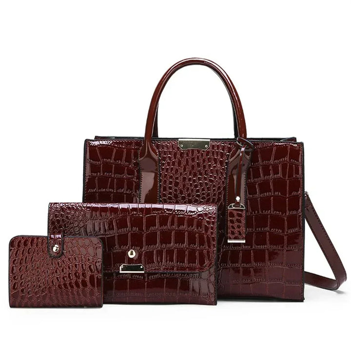 Women's crocodile print handbag