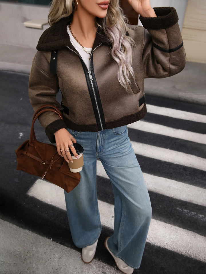 Avery | Leather Bomber Jacket
