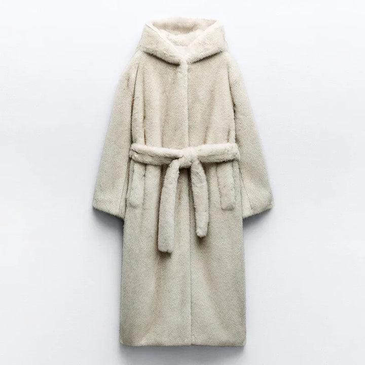 Women's Neo Mint Belted Faux Mink Fur Coat