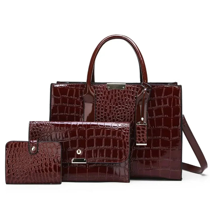 Women's crocodile print handbag