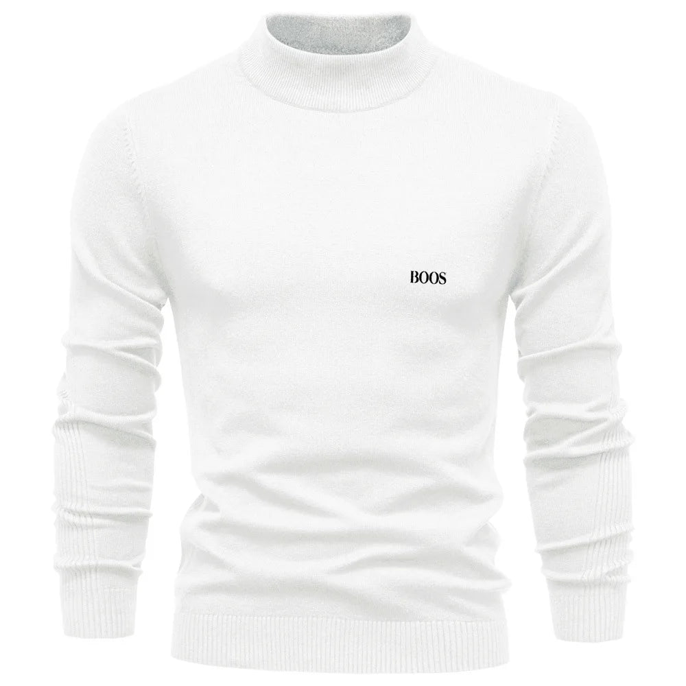 Men's slim-fit mock neck sweater, elegant and comfortable