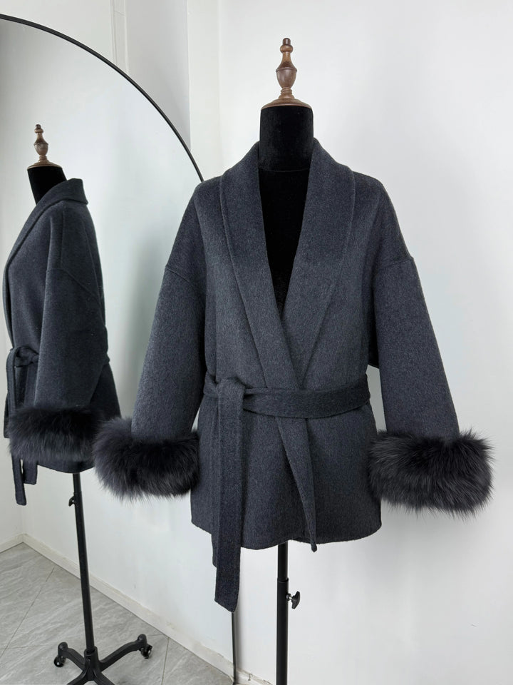 TARUXY fox fur wool coats women's coat