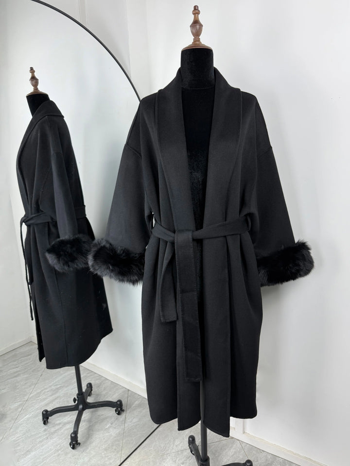 TARUXY fox fur wool coats women's coat