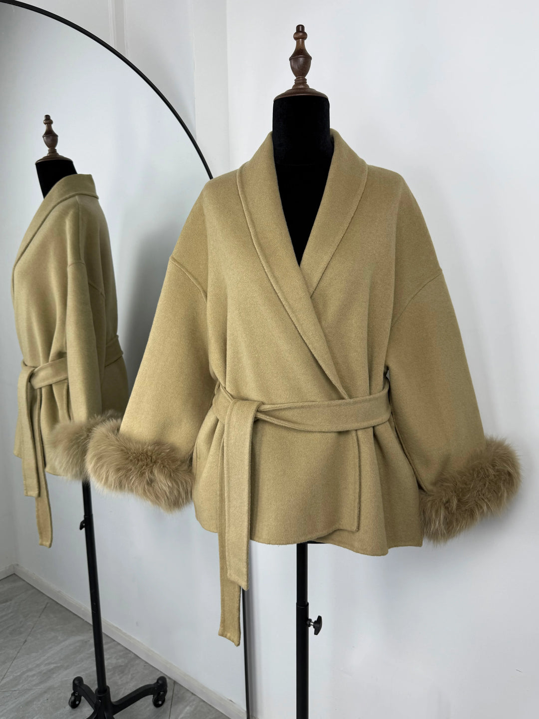 TARUXY fox fur wool coats women's coat