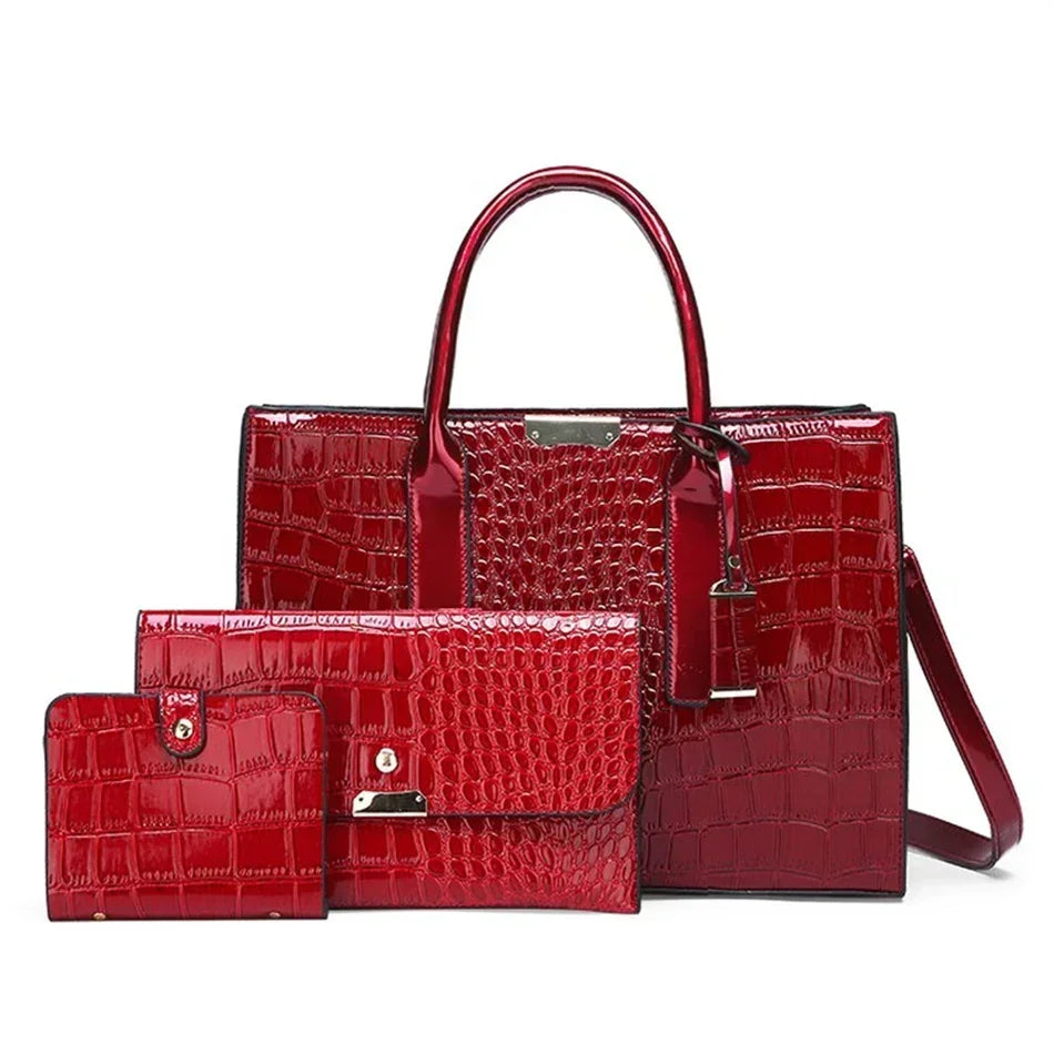 Women's crocodile print handbag