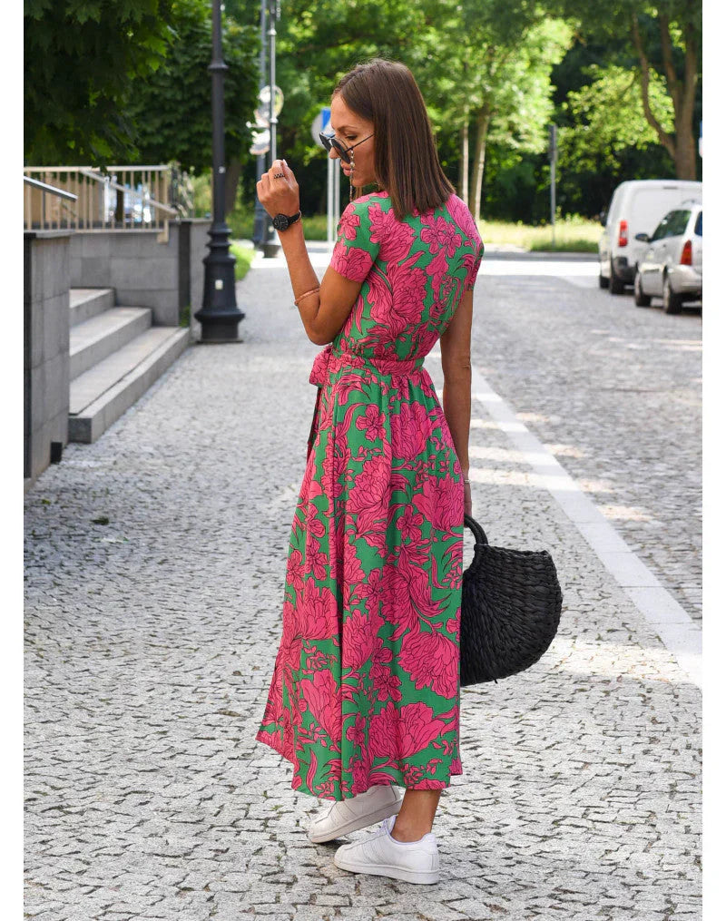 Mode Lumiére™ | Flattering V-Neck Elegant Dress