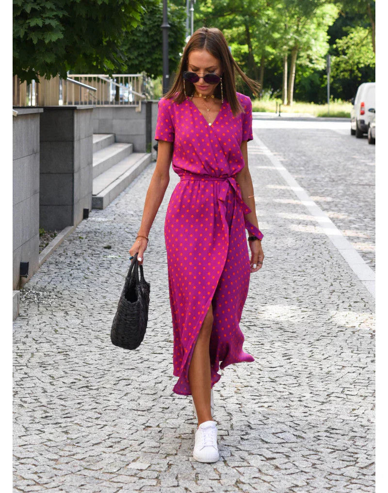 Mode Lumiére™ | Flattering V-Neck Elegant Dress