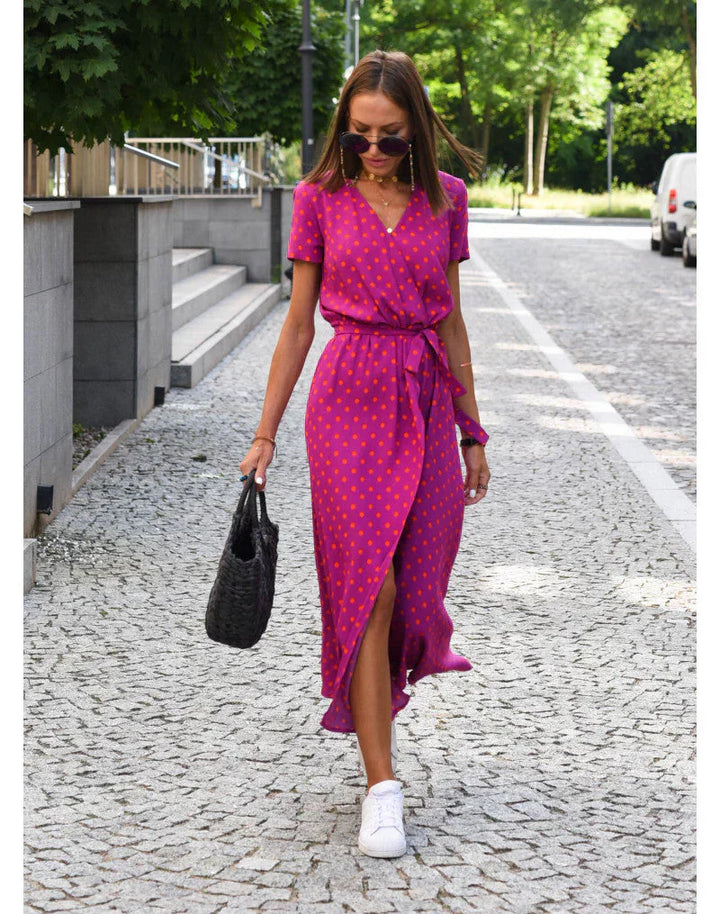 Mode Lumiére™ | Flattering V-Neck Elegant Dress