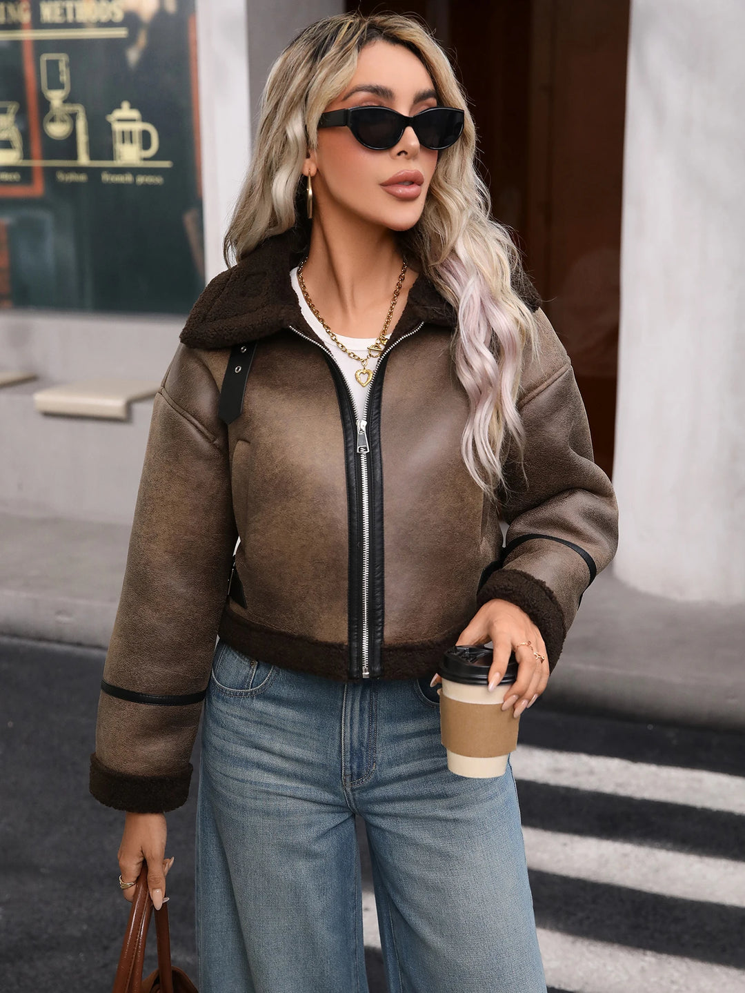 Avery | Leather Bomber Jacket
