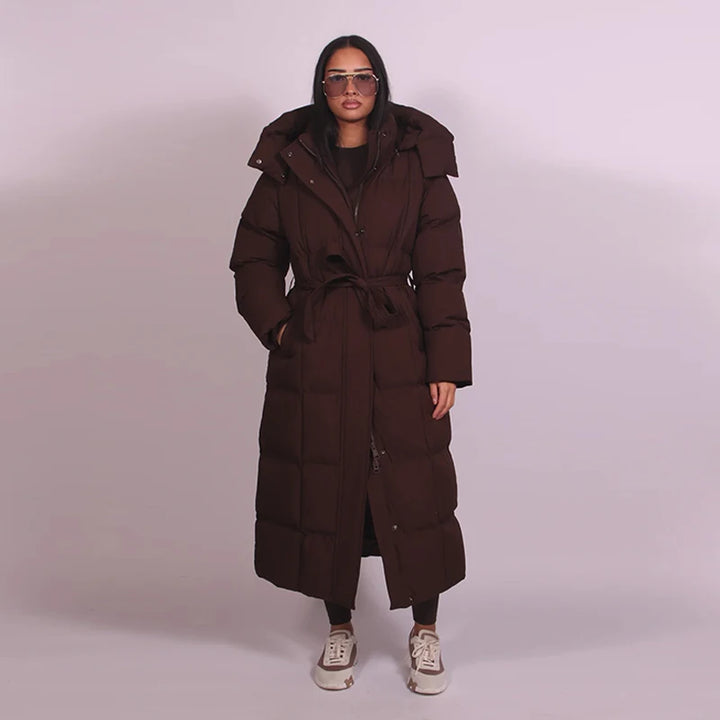 Hot Women Puffy Quilted Hooded Long Cotton Coat