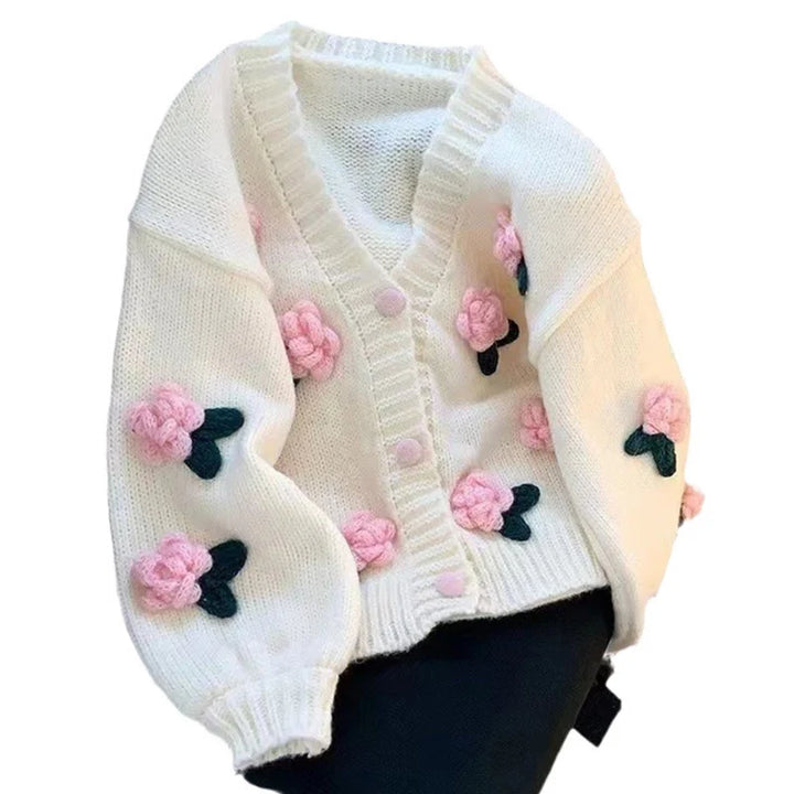 Women's 3D Floral Knitted Cardigan