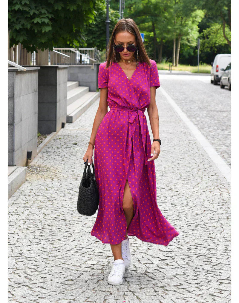 Mode Lumiére™ | Flattering V-Neck Elegant Dress