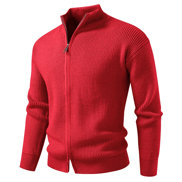 Men's Knitted Zip-Up Cardigan – Style and Comfort