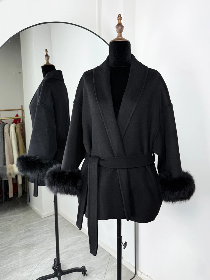 TARUXY fox fur wool coats women's coat