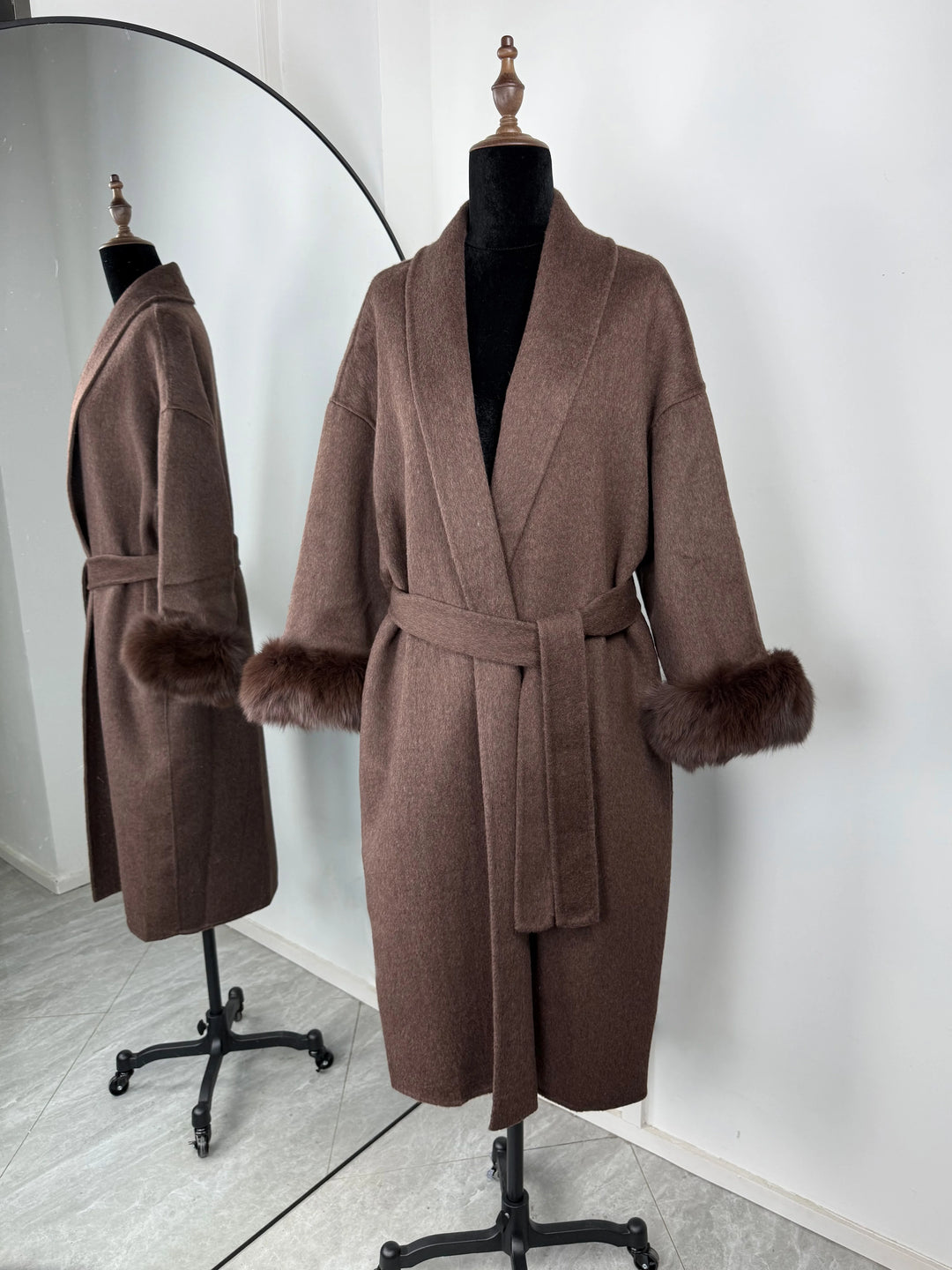 TARUXY fox fur wool coats women's coat