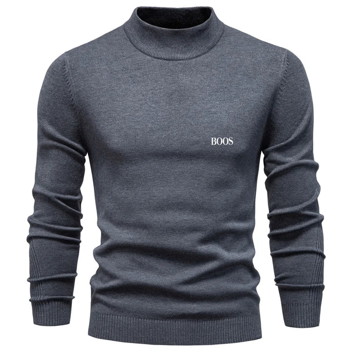 Men's slim-fit mock neck sweater, elegant and comfortable