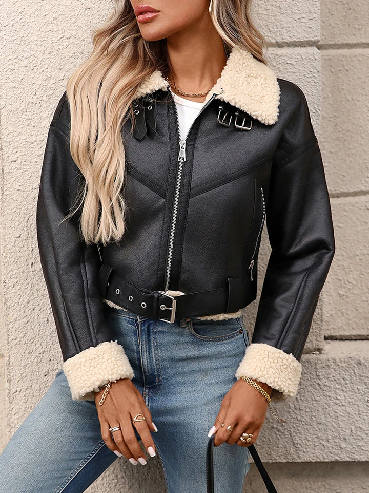 Women's short leather jacket