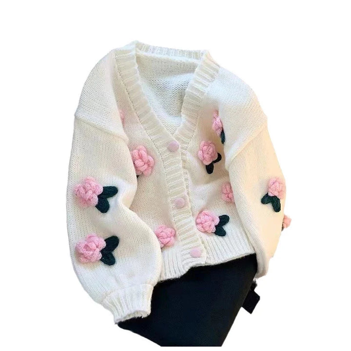 Women's 3D Floral Knitted Cardigan