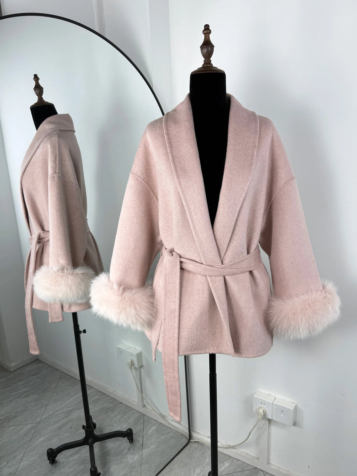 TARUXY fox fur wool coats women's coat